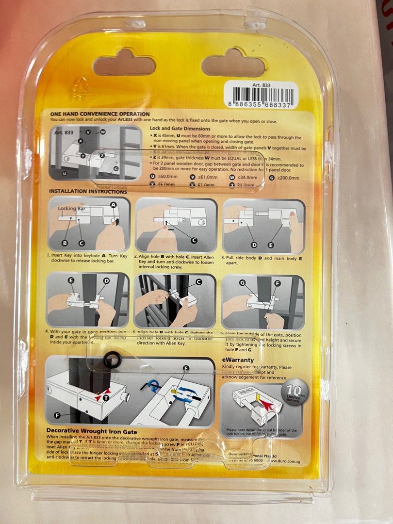 Duro 833 Gate Lock, Furniture & Home Living, Security & Locks, Locks ...