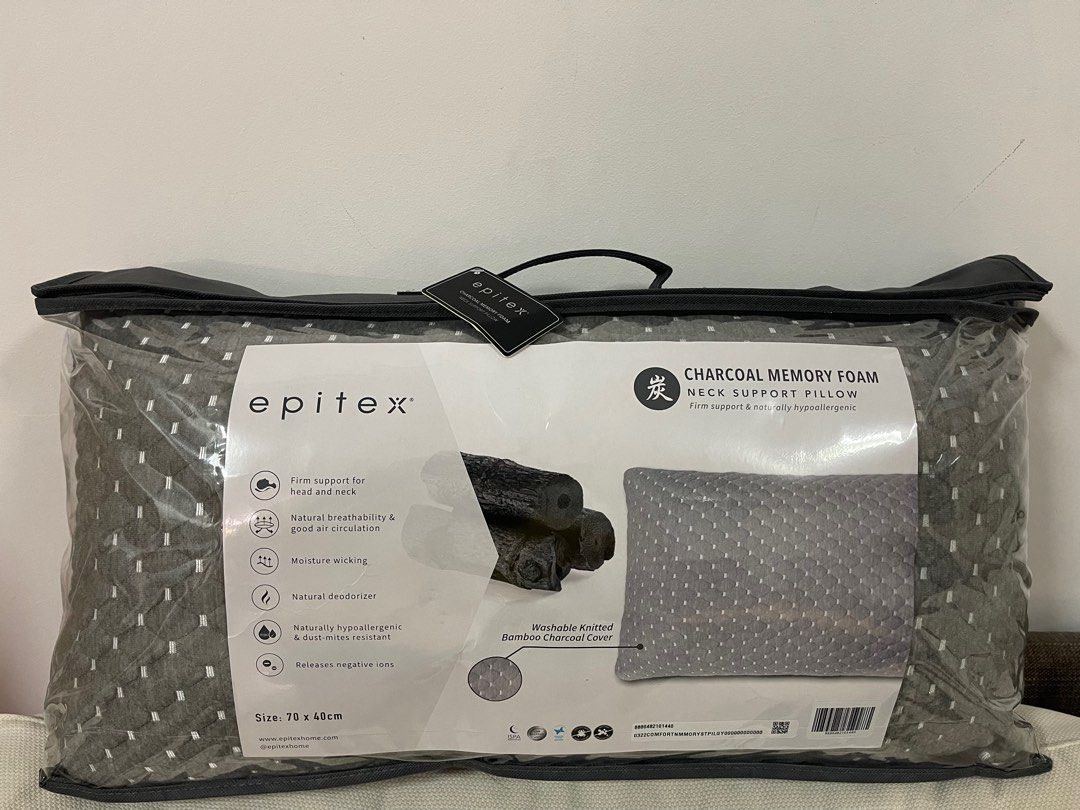 Epitex Charcoal Memory Foam Pillow Furniture Home Living Furniture Other Home Furniture on Carousell