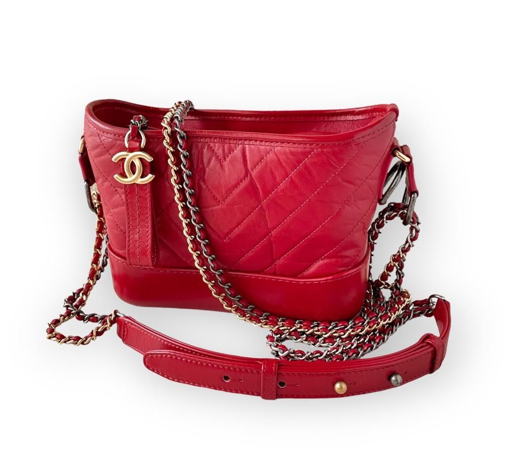 Chanel Gabrielle Backpack, Coral Red Calfskin, Preowned in Box WA001