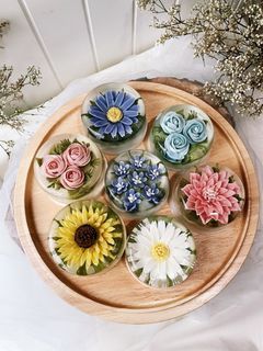 Floral Jelly Mini Cakes Cupcakes 3.5 Inch 