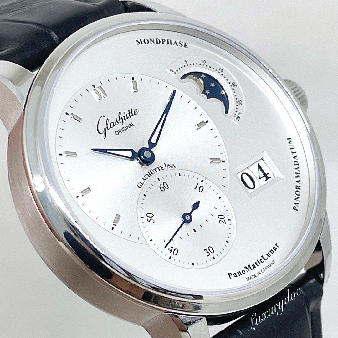 FS BNIB GLASHUTTE ORIGINAL PANOMATIC LUNAR MOONPHASE AUTOMATIC WHITE