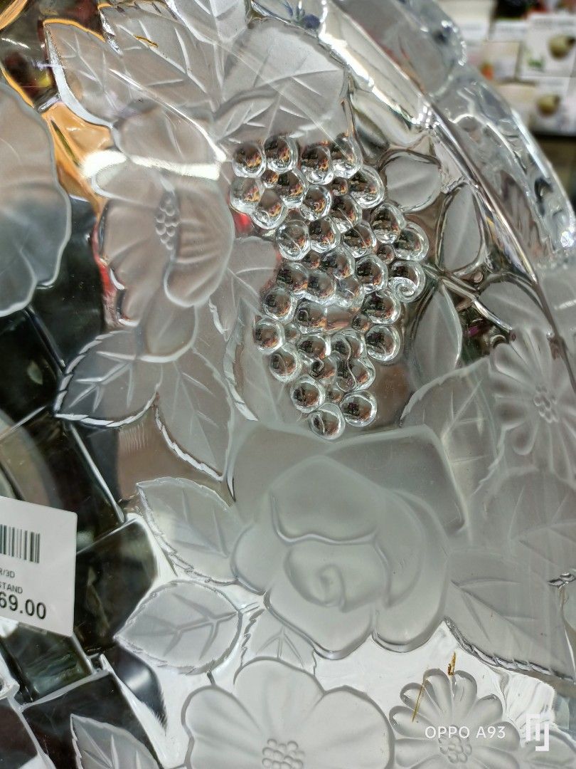Glass Plate Display Flower Motif, Furniture & Home Living, Home Decor