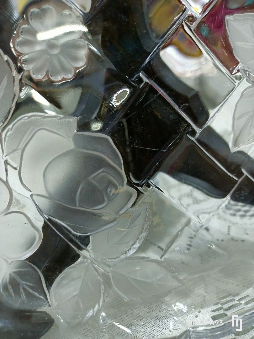 Glass Plate Display Flower Motif, Furniture & Home Living, Home Decor