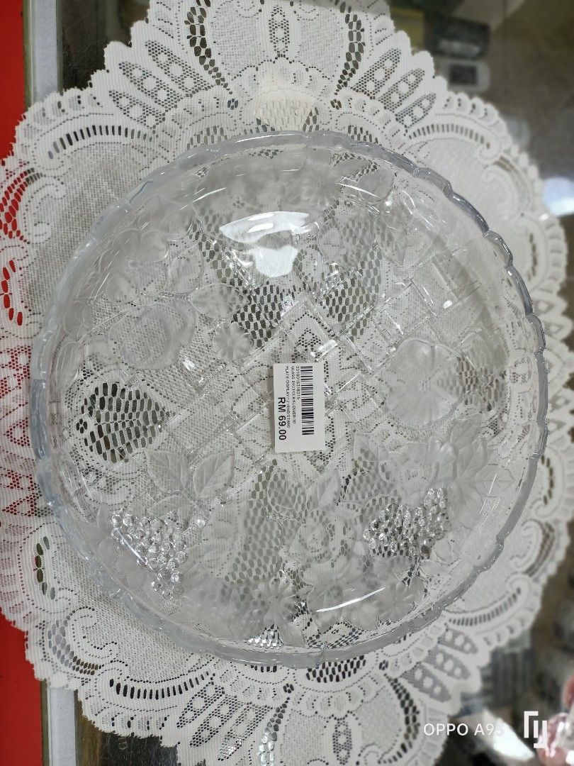 Glass Plate Display Flower Motif, Furniture & Home Living, Home Decor