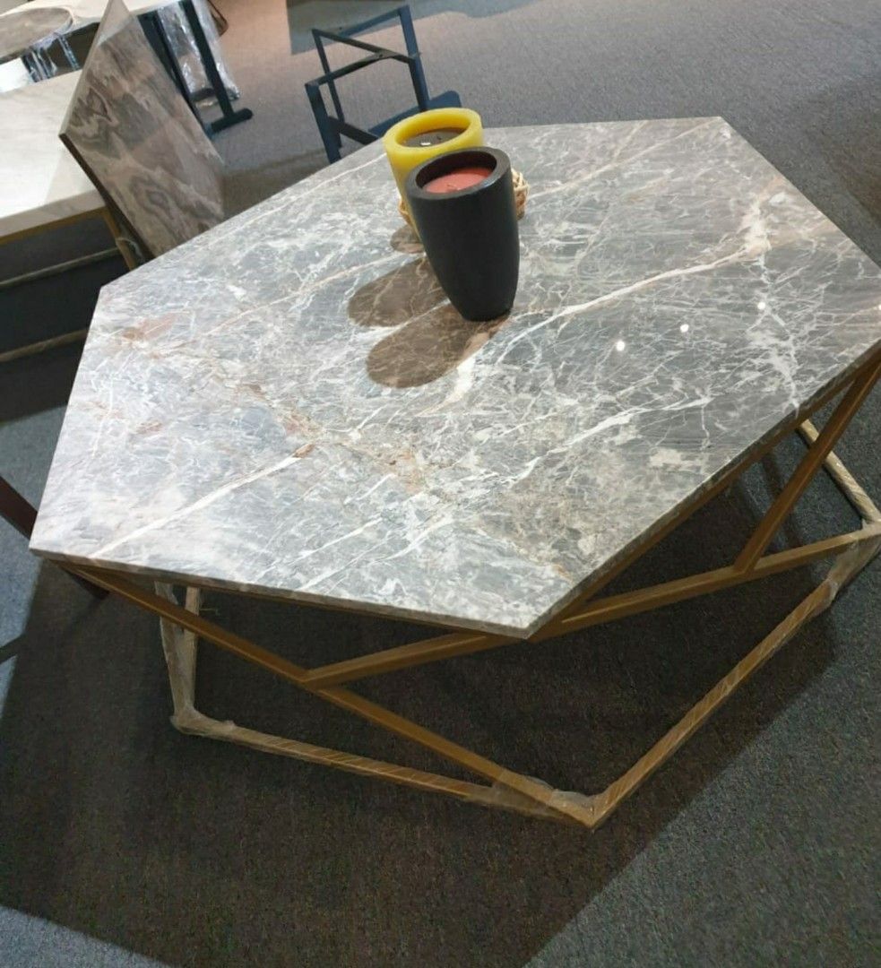 Grey Italy marble hexagon coffee table., Furniture & Home Living ...
