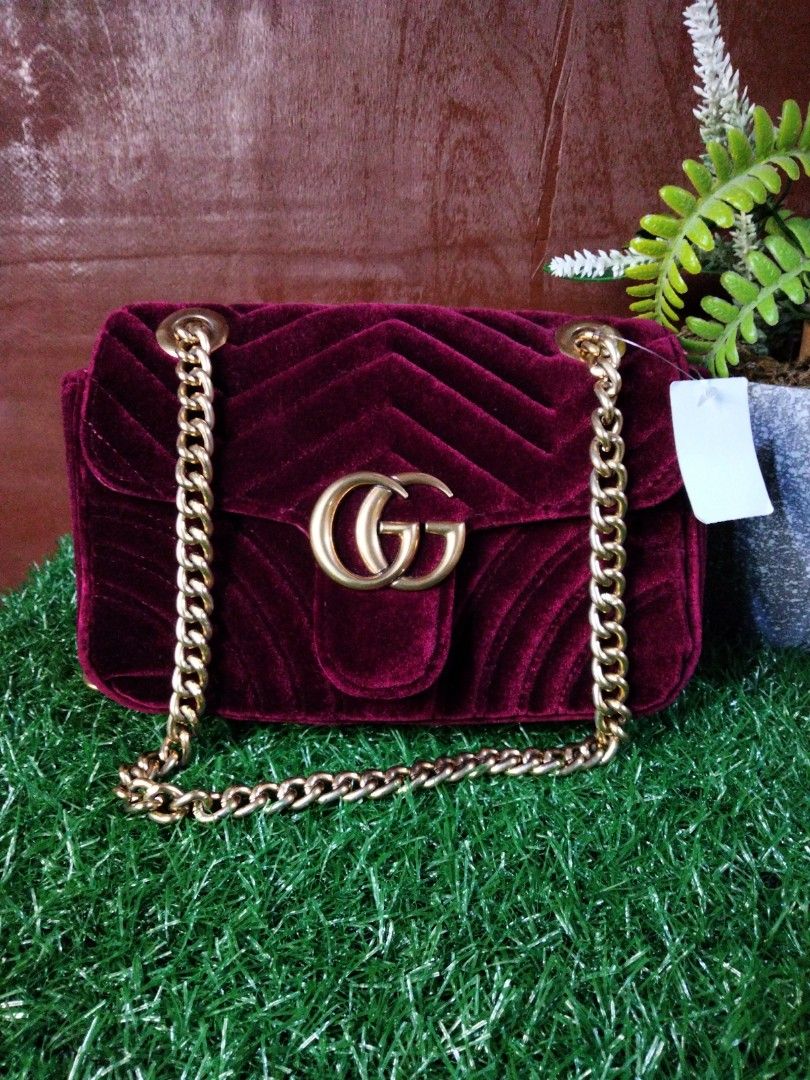 Gucci maroon velvet bag outlet