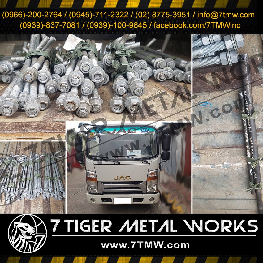 HDG L Type Anchor Bolt Set With 2 Nuts & Washers Shafting For Sample Ø 16mm & 19mm