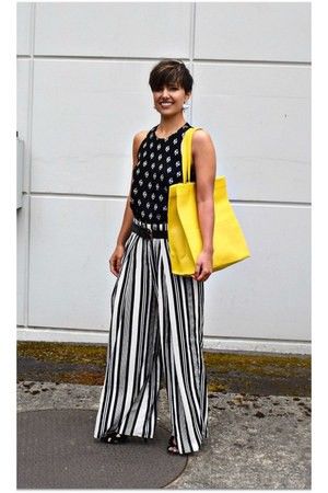 H M CONSCIOUS STRIPED WIDELEG PANTS