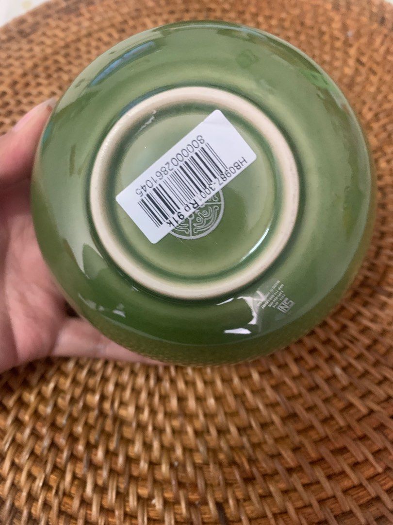 Lines Soup Bowl Green Gloss With Brown Rim - Jenggala Keramik Bali - Ceramic