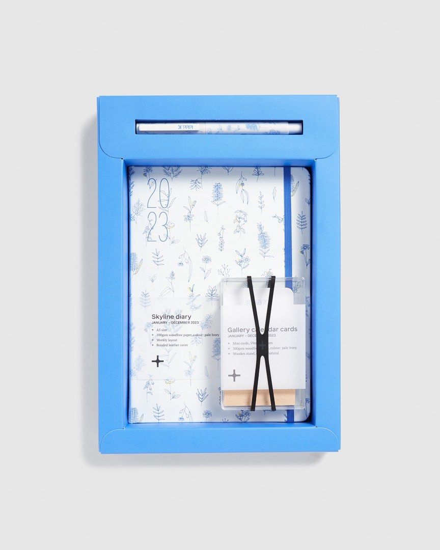 Kikki.k 2023 planner gold trim Skyline Weekly Diary A5 2023 Indigo box