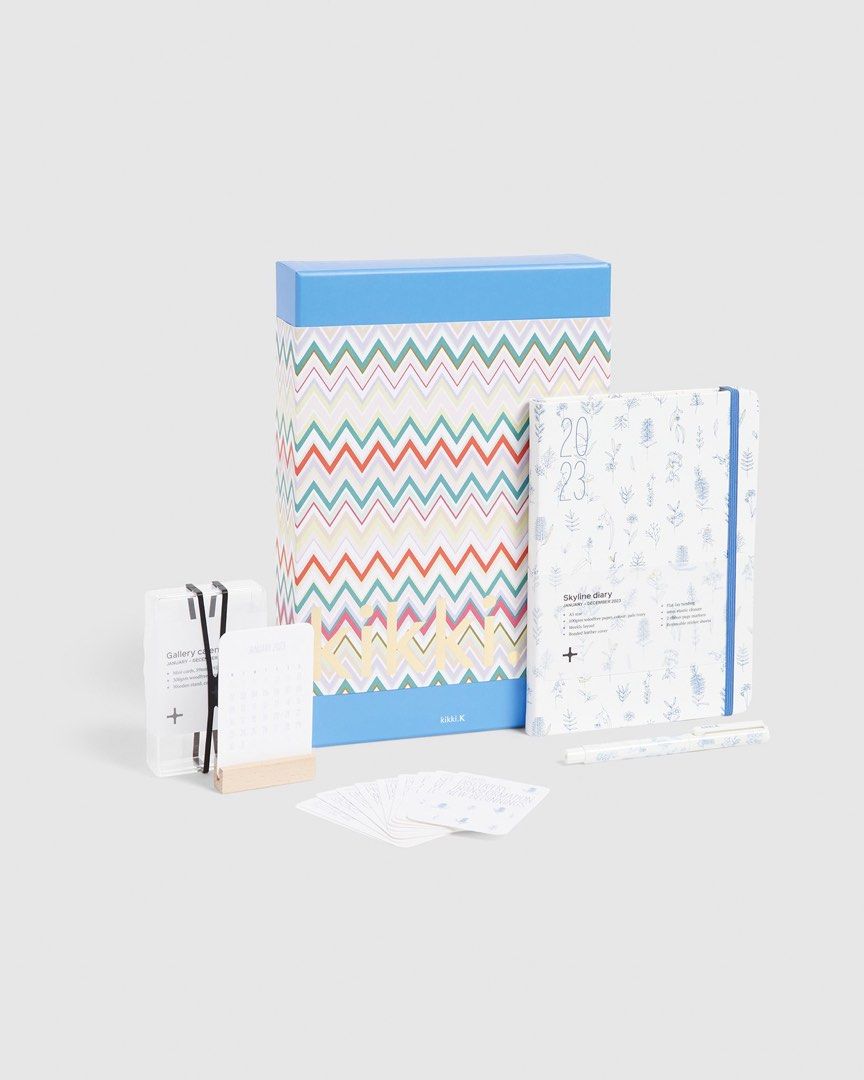 Kikki.k 2023 planner gold trim Skyline Weekly Diary A5 2023 Indigo box