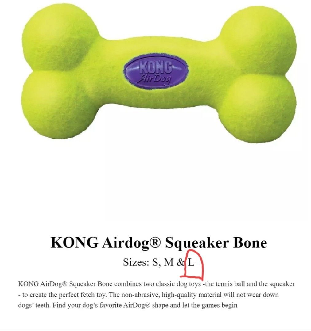 Kong Airdog Squeaker bone L Pet toy Pet Supplies Homes
