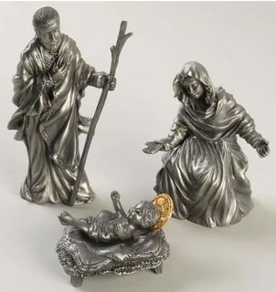 CHRISTMAS LENOX NATIVITY SET, KIRK STIEFF PEWTER FIGURES