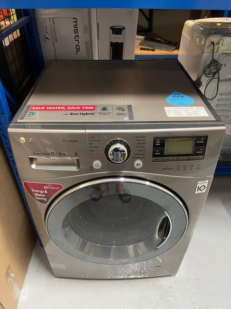 LG 12/8kg, 6 Motion Inverter Direct Drive Washer Dryer F1612DBGE, TV