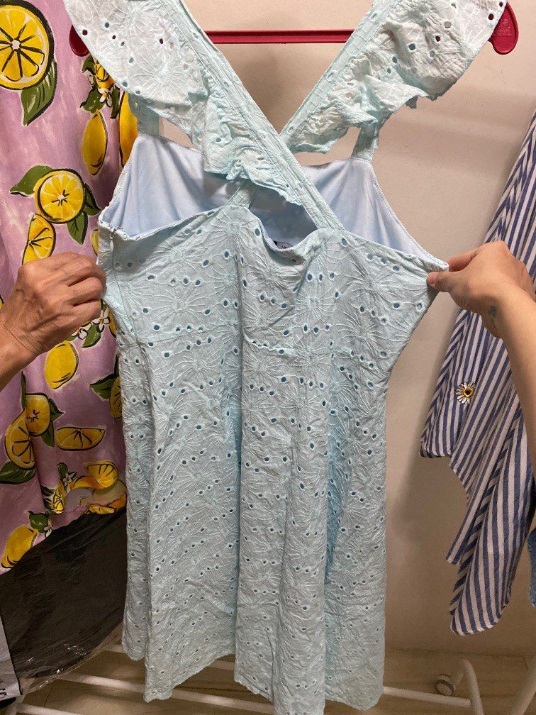 Light blue eyelet dress, Women's Fashion, Dresses & Sets, Dresses on
