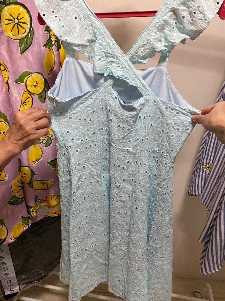 Light blue eyelet dress, Women's Fashion, Dresses & Sets, Dresses on