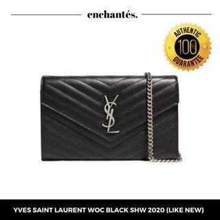 LIKE NEW Saint Laurent WOC 19cm Grained Leather Black SHW 2020