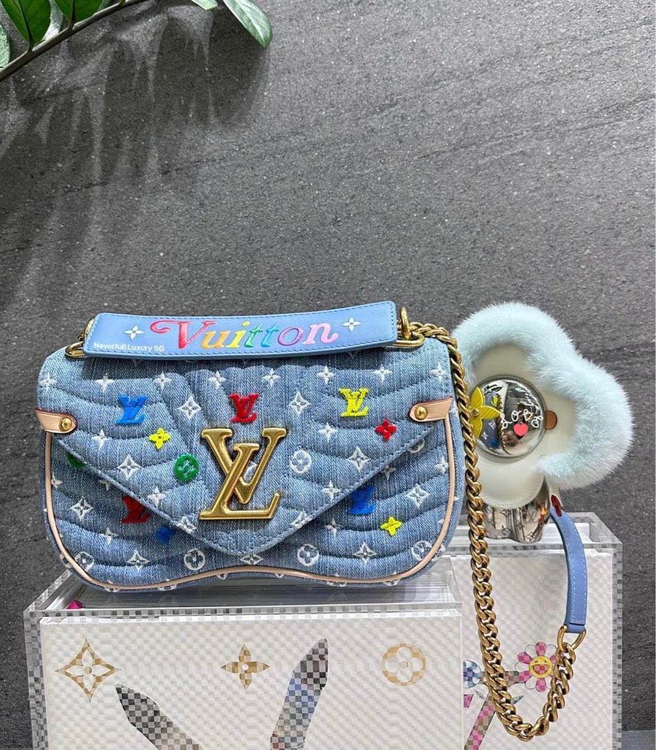 Louis Vuitton Denim Embroidered New Wave Chain Bag MM
