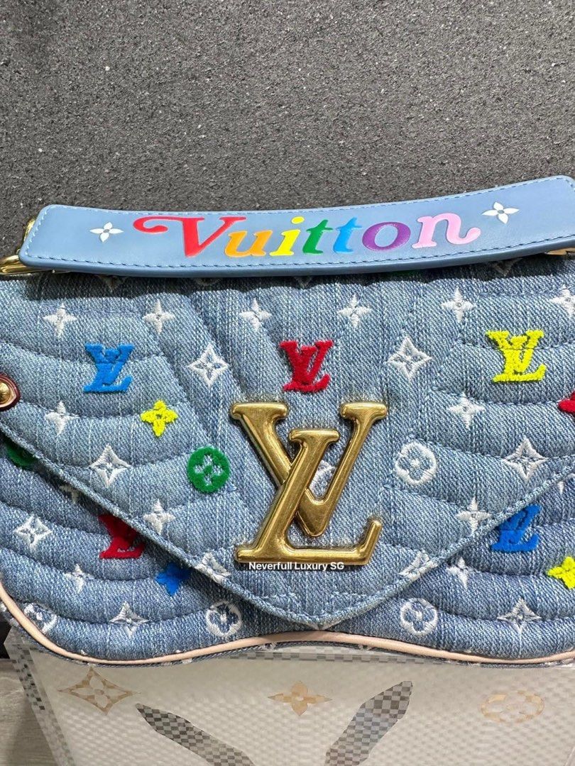 Louis Vuitton Monogram Embroidered Denim New Wave MM - Blue Shoulder Bags,  Handbags - LOU721495