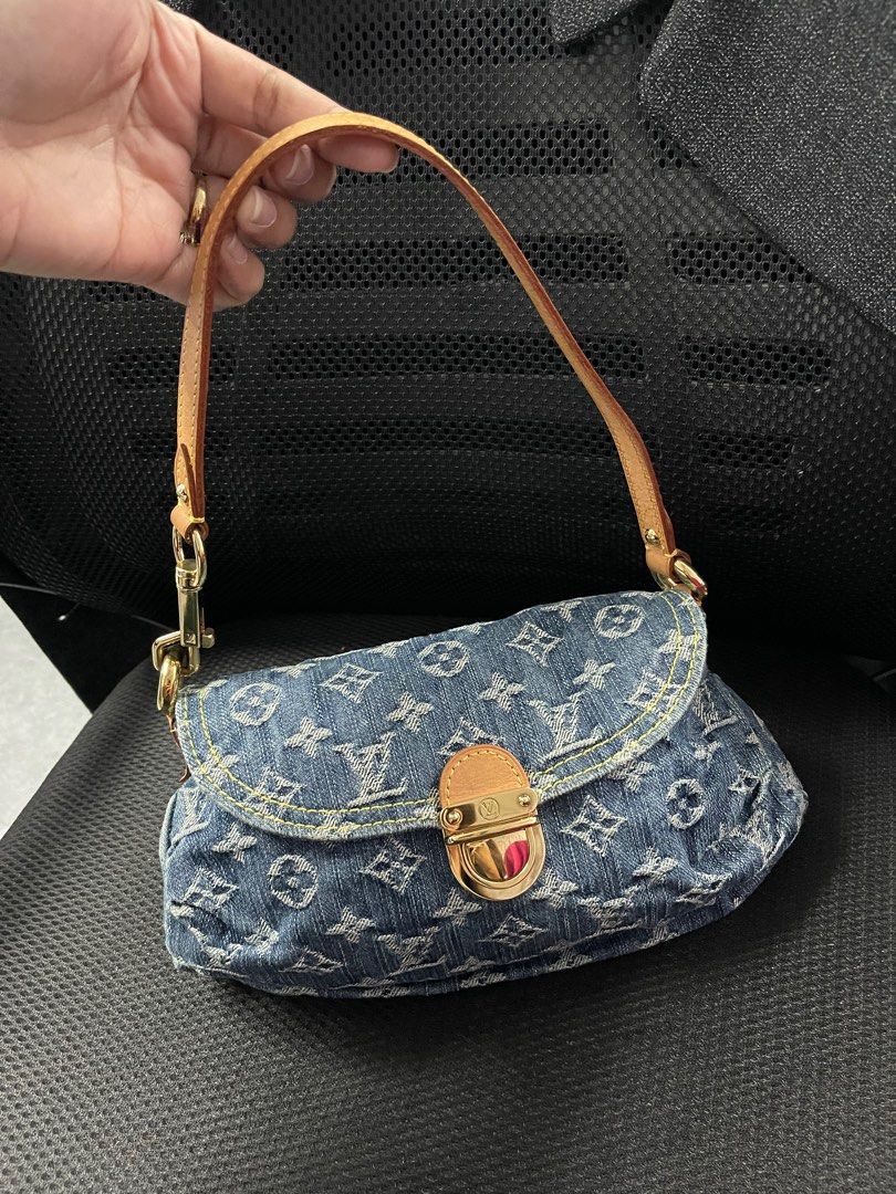 Louis Vuitton Monogram Blue Denim Mini Pleaty Handbag, Luxury