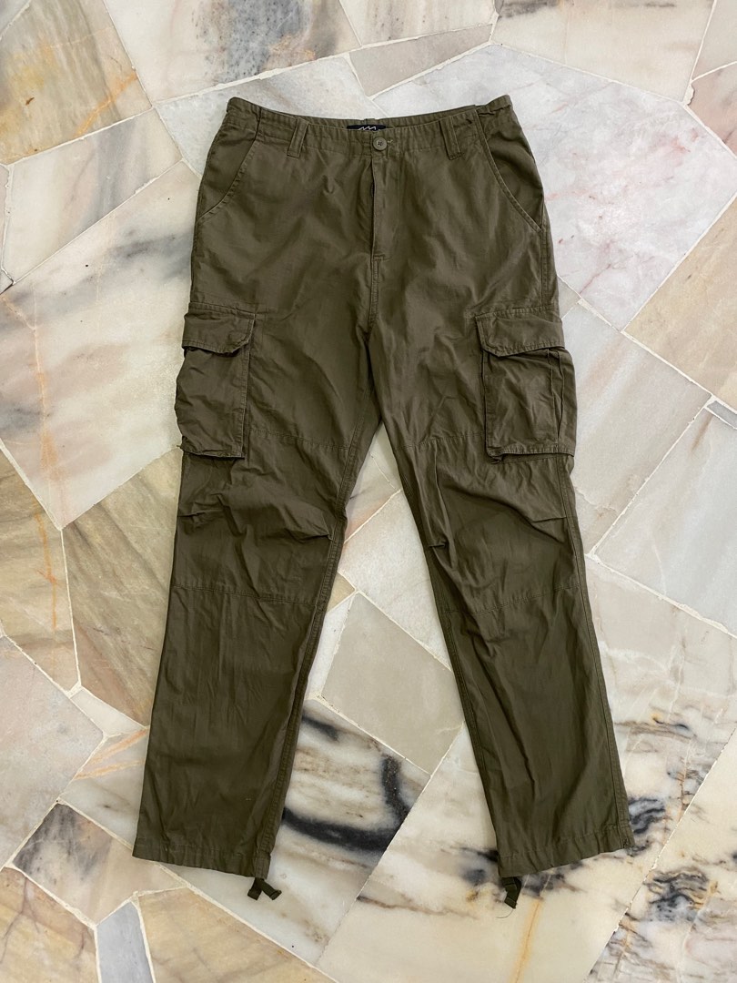 Military Green Cargo Pants, Men's Fashion, Bottoms, Trousers on Carousell