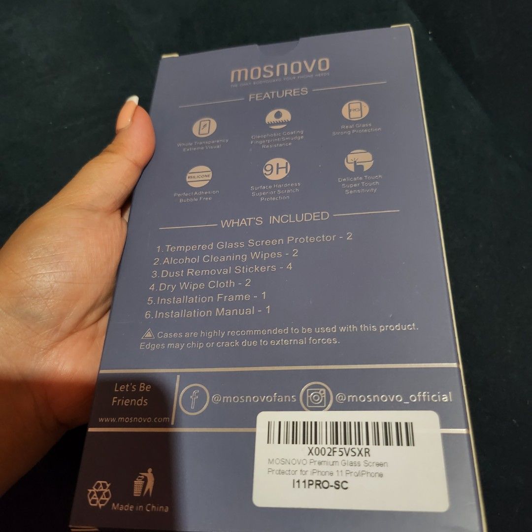 MOSNOVO Premium Glass Screen Protector for iPhone 11 Pro (Category: Other Mobile & Gadget Accessories) located in Malasiqui. Submitted by peachyminime (Listing ID 1207968235, Image 3). Description: MOSNOVO Premium Glass Screen Protector for iPhone 11 Pro - unused; opened only to check - complete inclusions - very good quality - bought from TEXAS rfs: given to me as a gift, incorrect model bought.