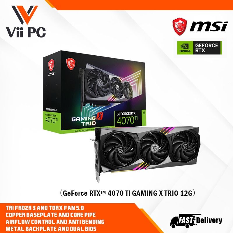 MSI NVIDIA GeForce RTX 4070 Ti GAMING X TRIO 12G PCI Gen 12GB GDDR6X  4070Ti