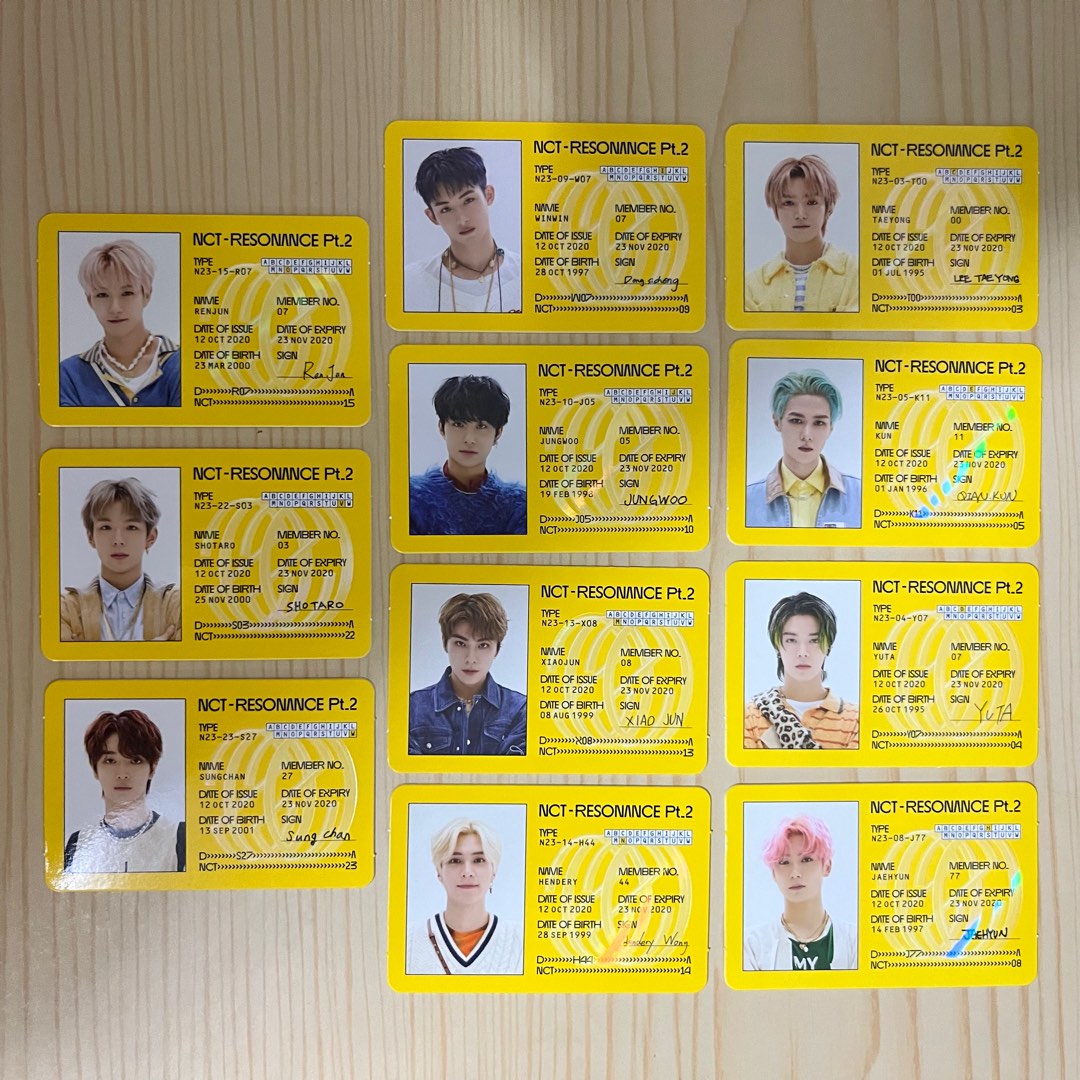 nct 2020 resonance pt 2 departure ID card photocard, Toys
