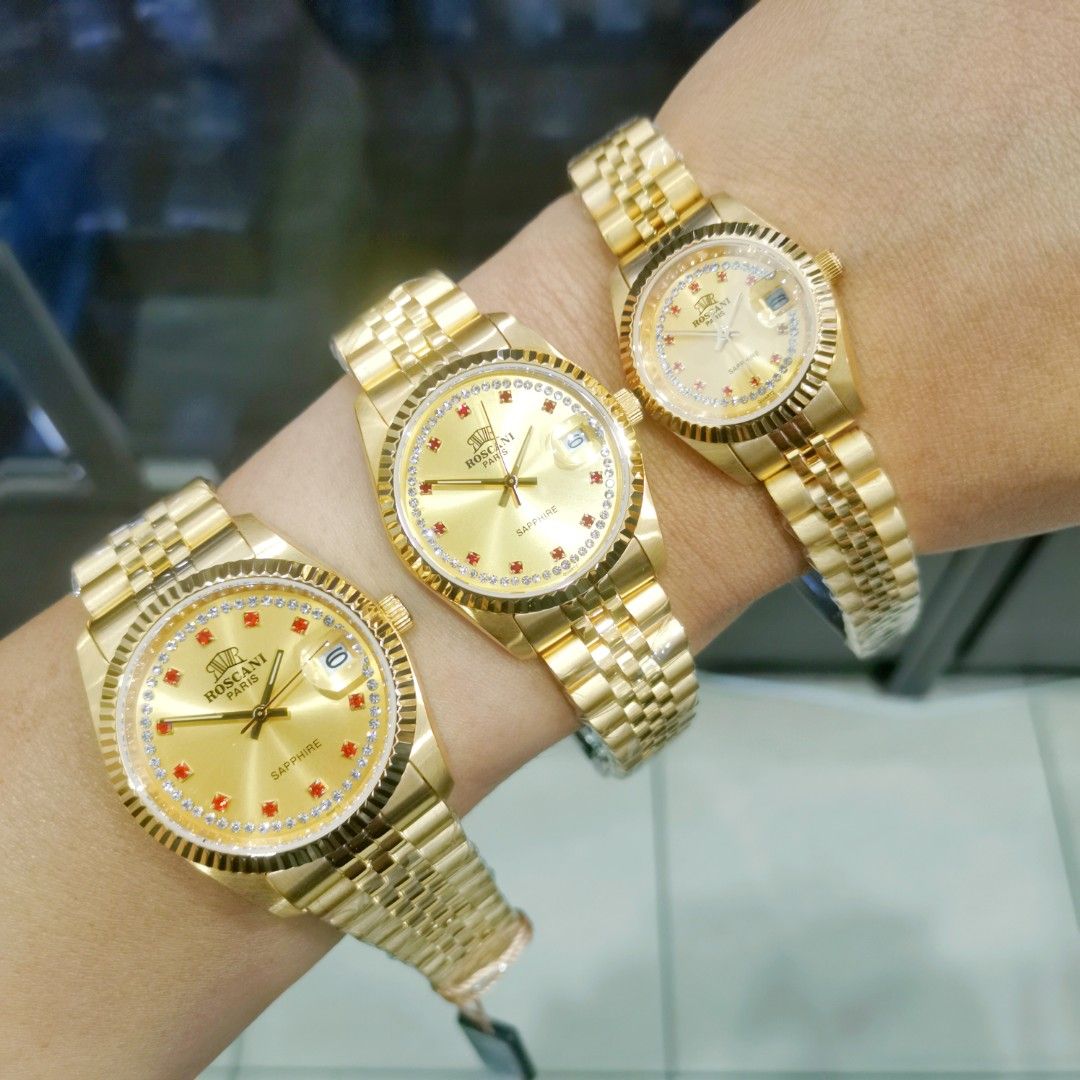 [NEW] ROSCANI 23K GOLD PLATED SAPPHIRE WATCH, Luxury, Watches on Carousell