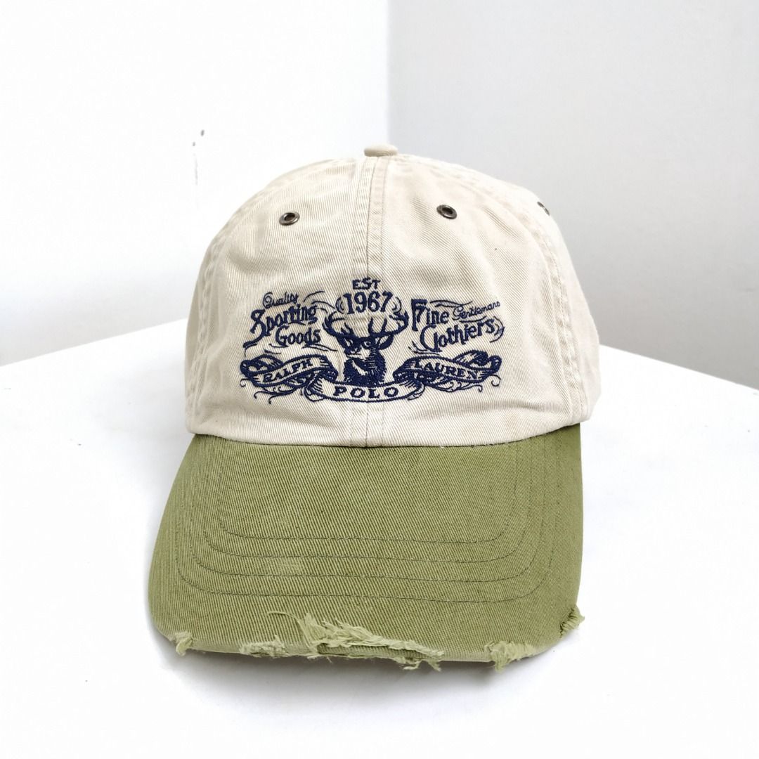 POLO RALPH LAUREN HAT HUNTING DEER SEASON VINTAGE LOOK ADULT SIZE LEATHER  RRL BROWN GREEN COLOR, Men's Fashion, Watches & Accessories, Cap & Hats on  Carousell