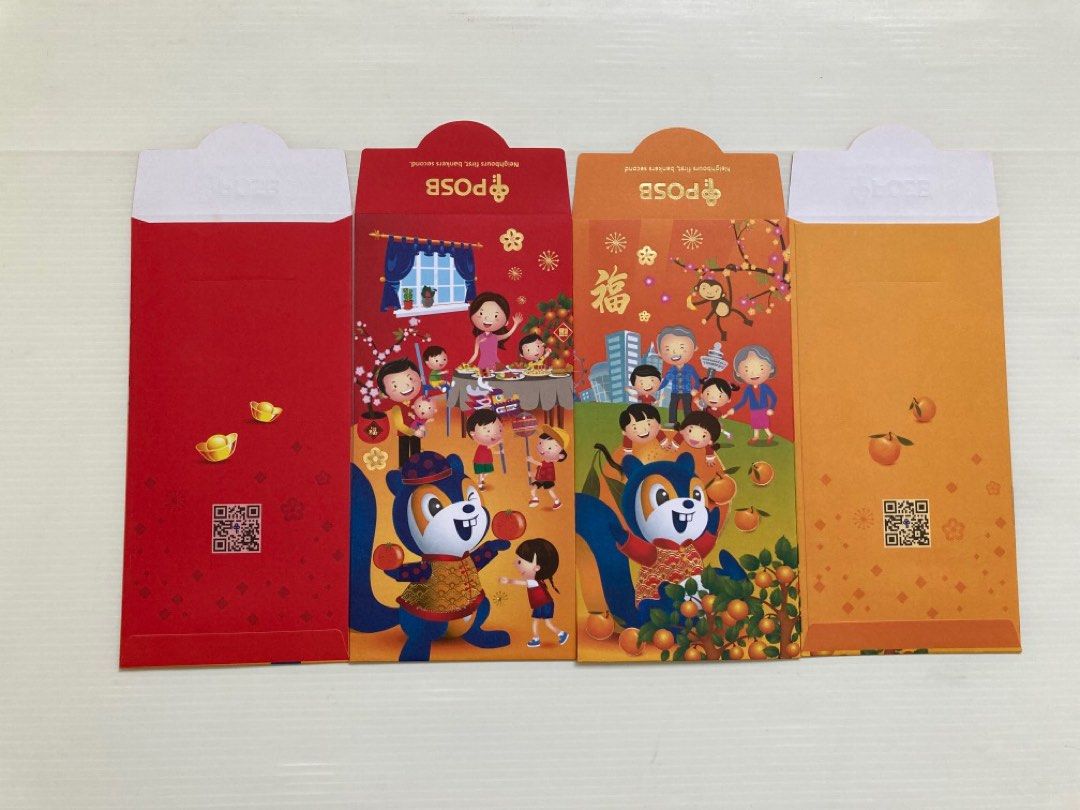 POSB Bank Ang Pow/ Red Packet- 1 pack 8 pcs, Hobbies & Toys, Stationery ...