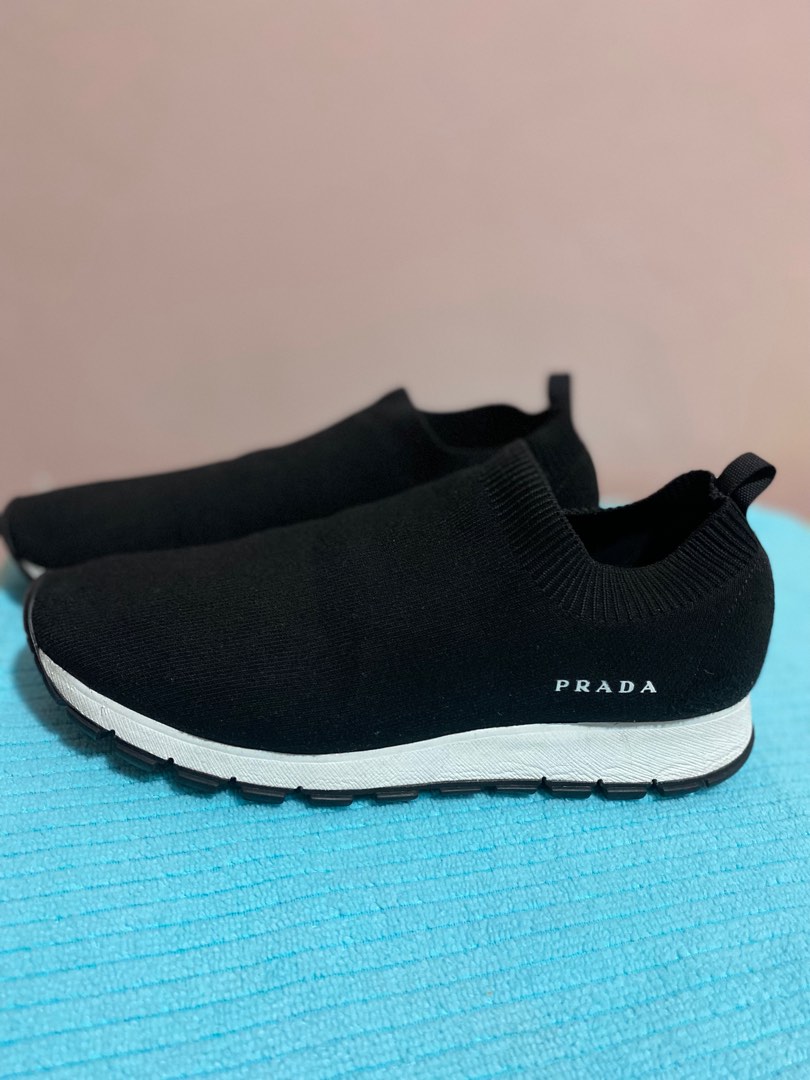 Prada knit slip on sneakers discount