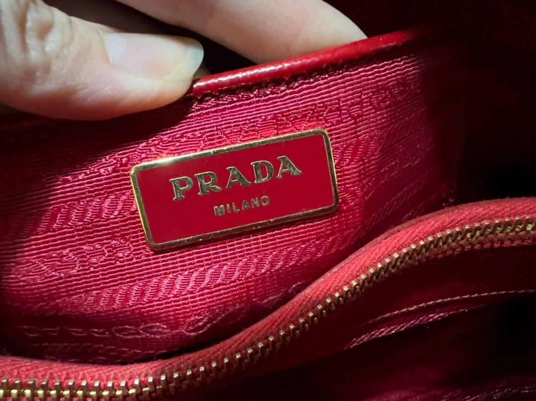 AUTHENTIC Prada Patent Bag-Red Size 38 x 25 x 15cm Comes with Dustbag.  Interior is