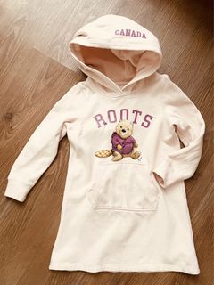 #23吃土季  ROOTS 女童 內刷毛 粉色 連身裙 洋裝