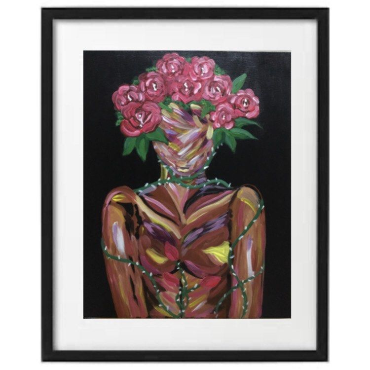 Rose Painting (Category: Art & Prints) located in Manila. Submitted by mashyypotato-art (Listing ID 1208015274, Image 1). Description: Title: Consequences of Love Size: 18" x 24" Medium: Acrylic on Canvas Panel Loc: Villamor, Pasay City with COA MOD: Lalamove or grab MOP: GCash.
