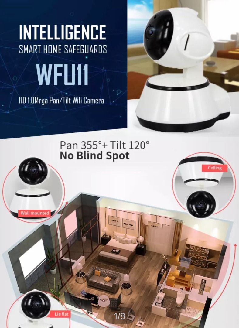 720p wifi wireless pan tilt cctv network online home security ip camera ir night vision