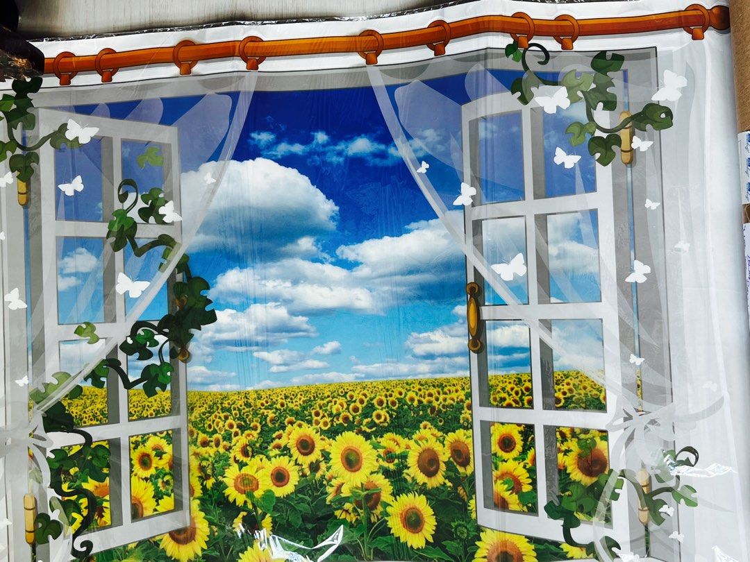 Sunflower Fake Window Wall Decal 60Cm X 90Cm, Furniture & Home Living, Home  Decor, Wall Decor On Carousell