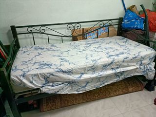 single bed frame and mattress