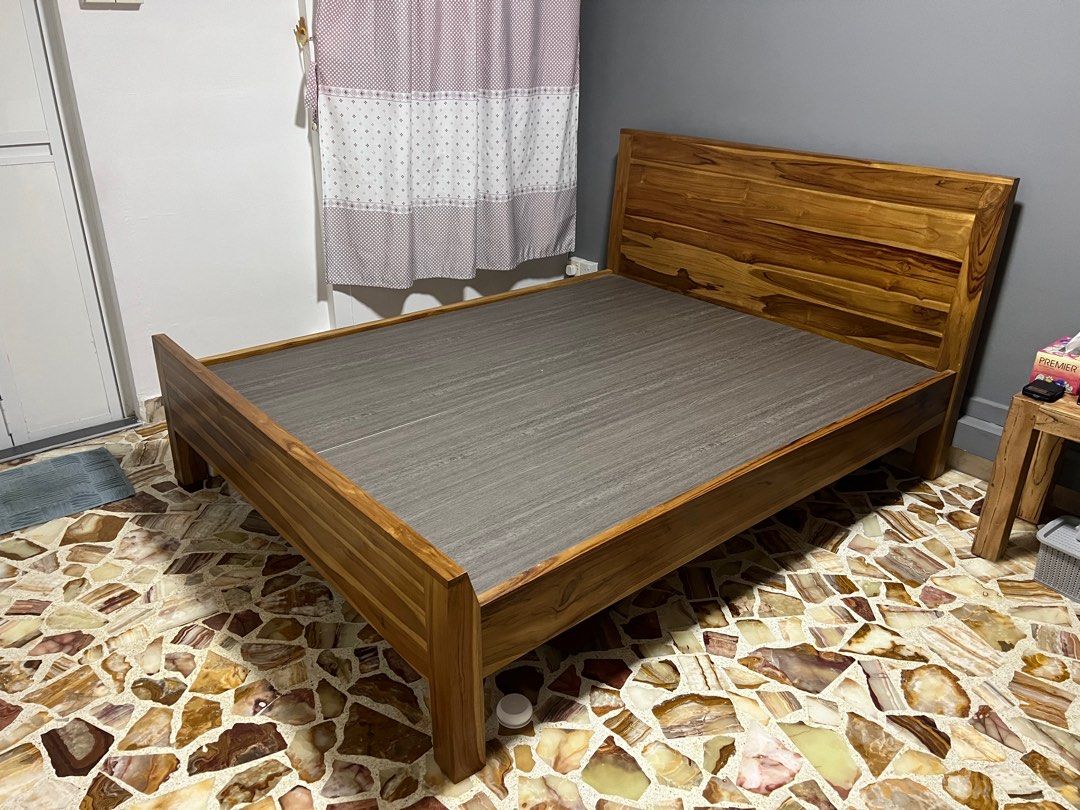 Teakwood bed frame, Furniture & Home Living, Furniture, Bed Frames