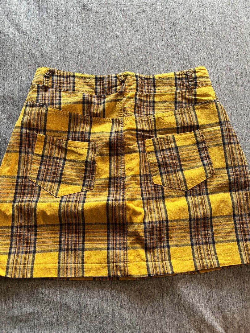Yellow plaid skirt hollister on sale
