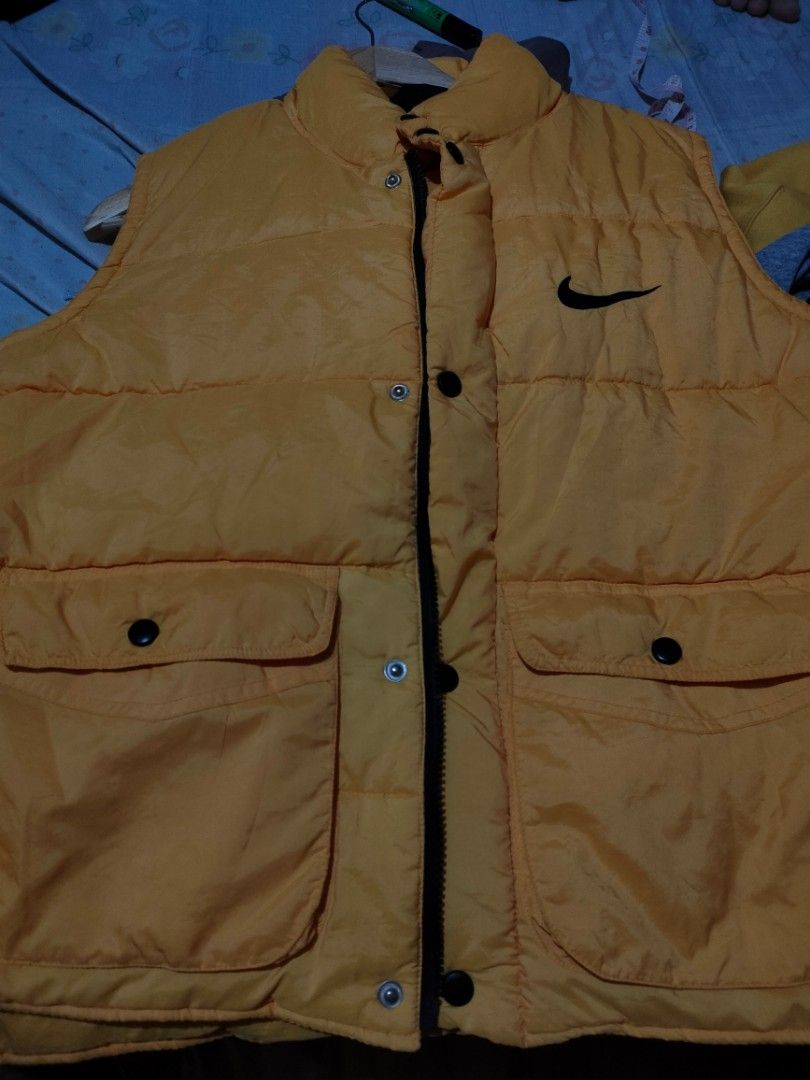 Vintage Nike Mustard Puffer Vest, Men's Fashion, Tops & Sets, Vests on