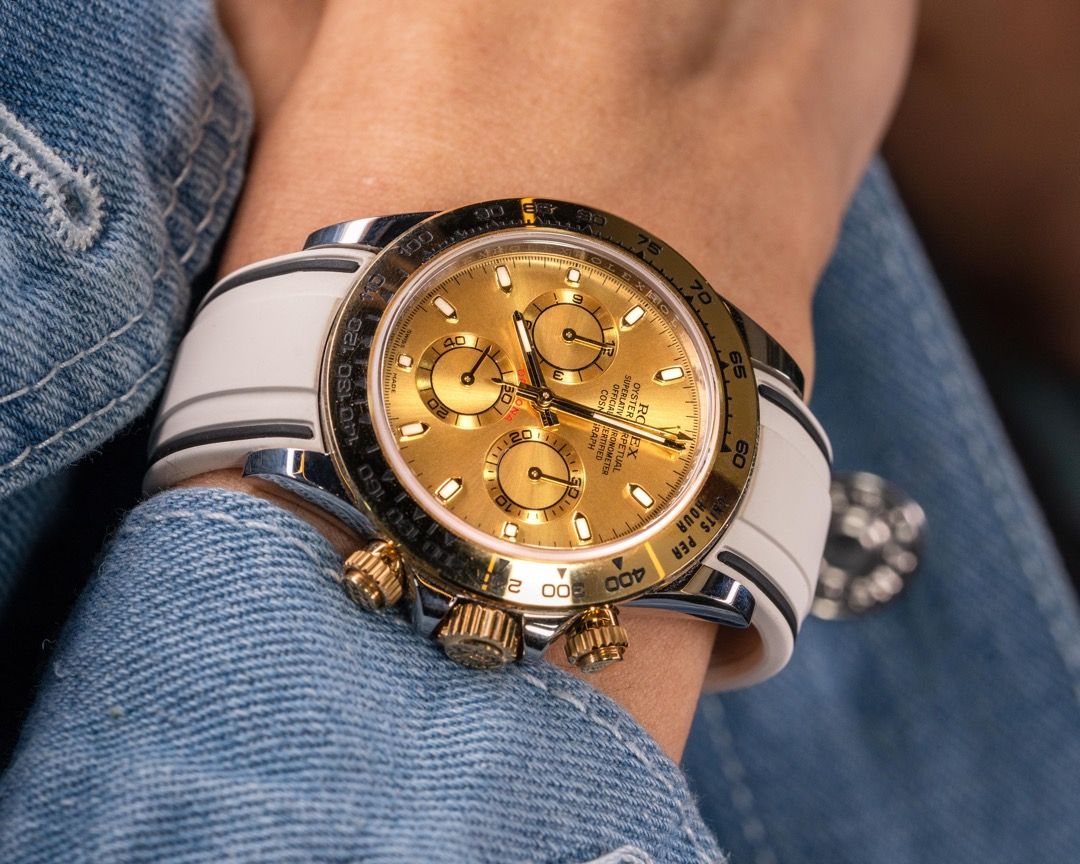 Gold rolex daytona rubber sales strap