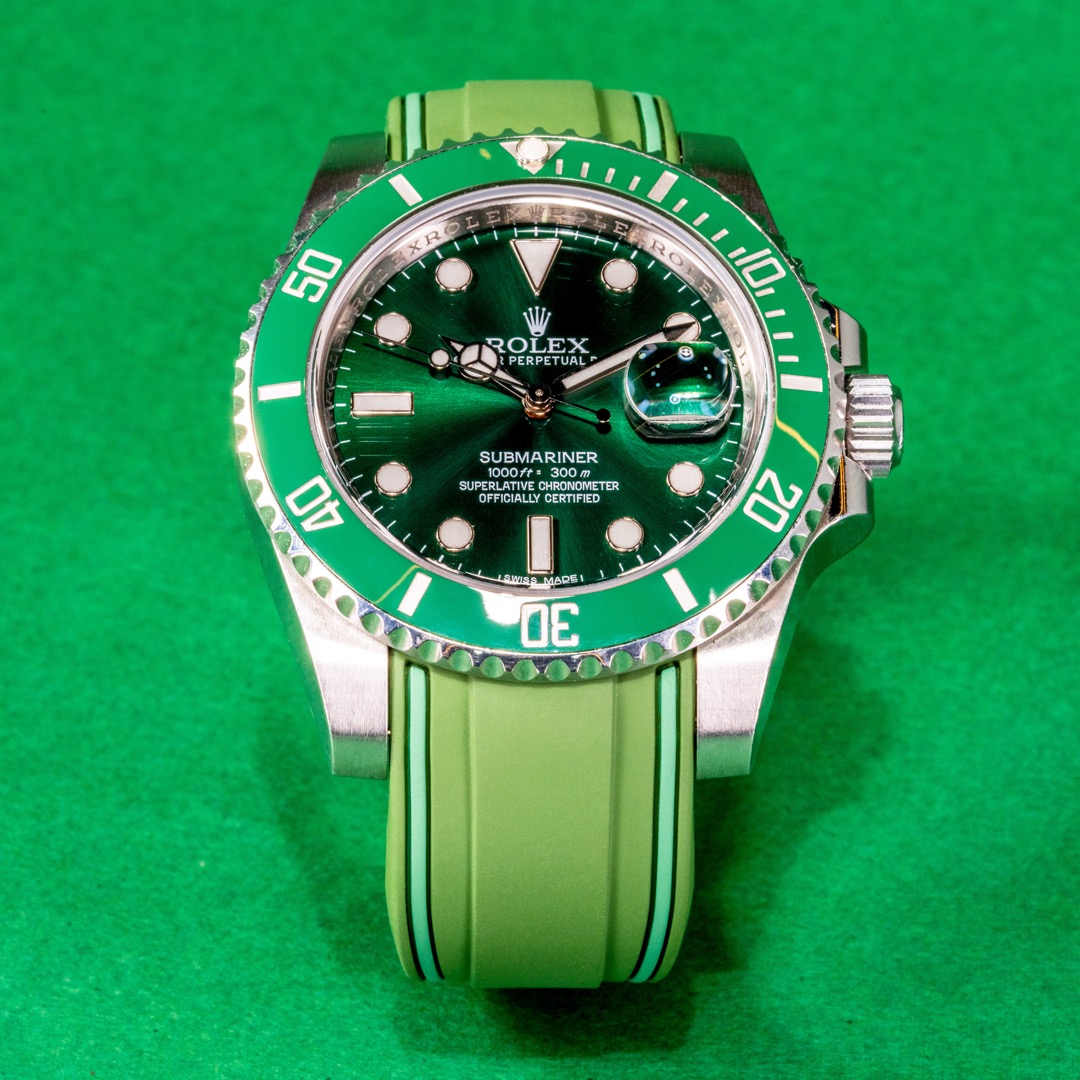 Vulcanised FKM Rubber Strap by Solitaire for Rolex Submariner 116610LV ...