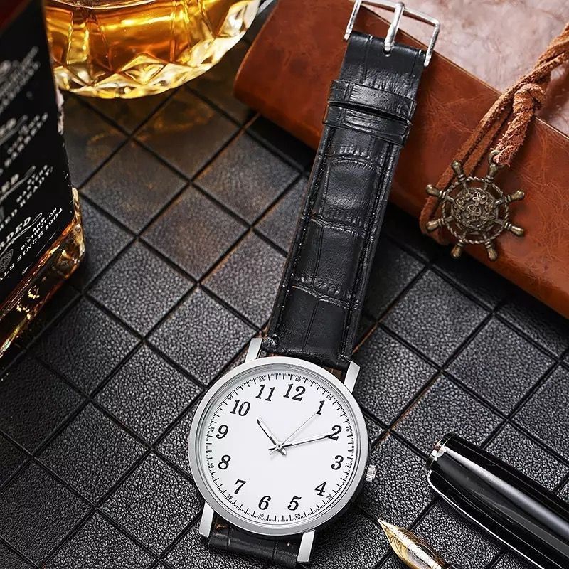 White face hotsell black strap watch