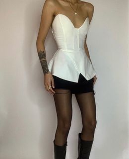 White Peplum Soft Corset
