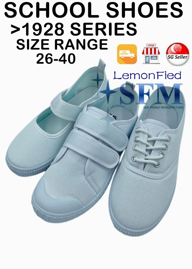 WHITE SCHOOL SHOES 1928 SERIES ONE VELCRO LACE SNEAKERS CANVAS