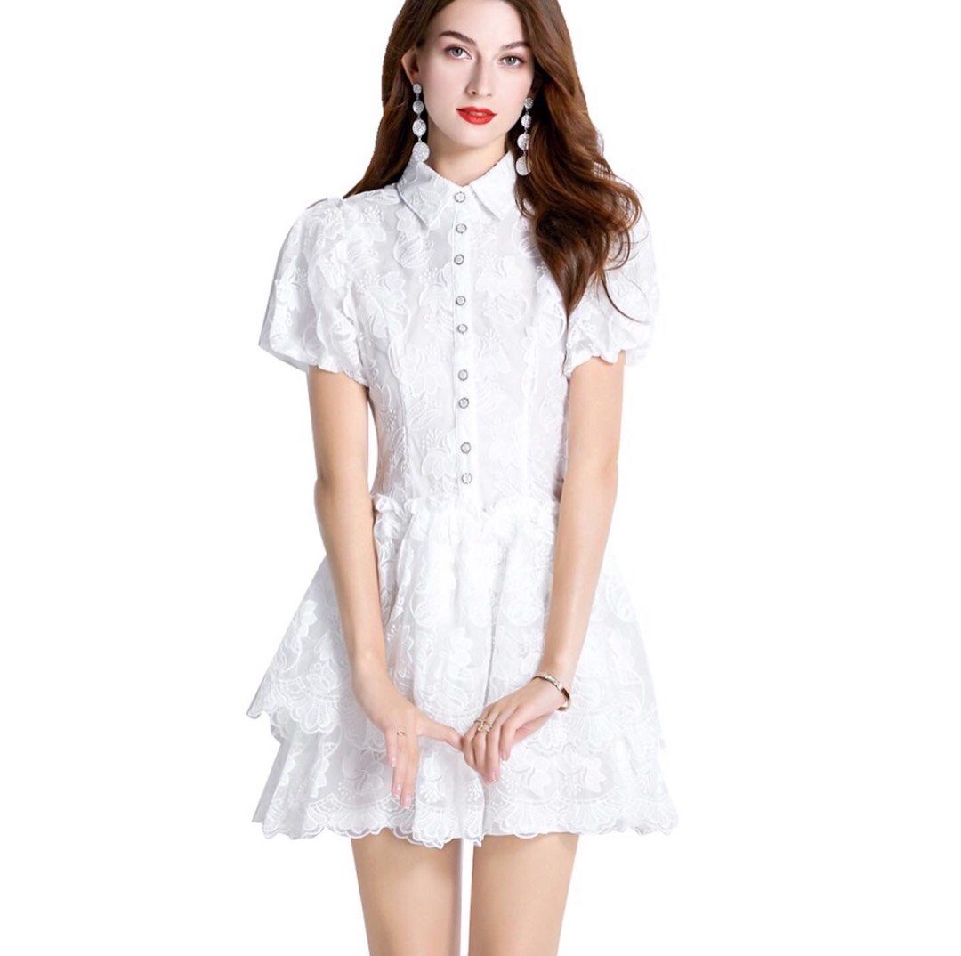 White Tiered Mini Dress, Women's Fashion, Dresses & Sets, Dresses on ...