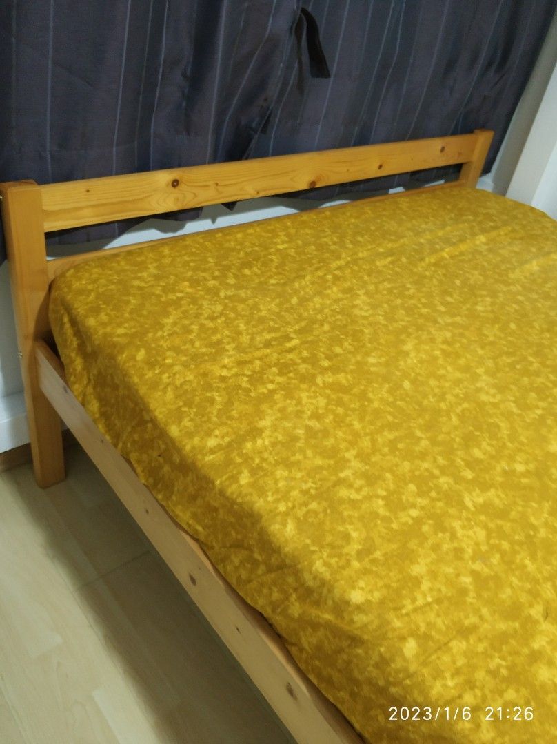 Wooden queen size bed frame, Furniture & Home Living, Furniture, Bed