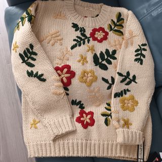 黐線蝕賣系列全新米杏色織花厚毛衣64236714969858110