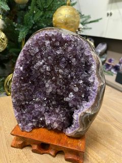 紫水晶🔮 天然水晶 晶簇 原礦皮 送平板底座64243745390978110